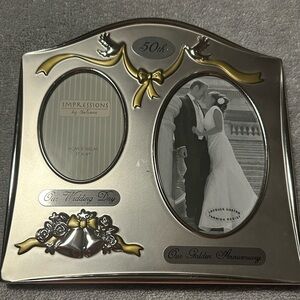 Juliana Two Tone Silver Plated Wedding Anniversary Photo Frame - 50th Golden Ann